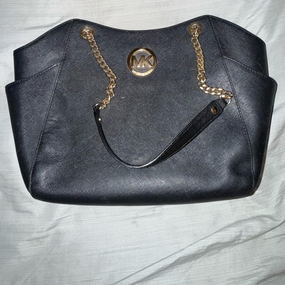 Michael Kors Black Shoulder Bag with Gold Chain